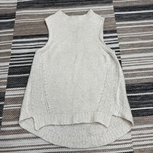 Milly Sweater Women's P 0-2‎ Ivory Cashmere Blend Mock Neck Sleeveless High Low